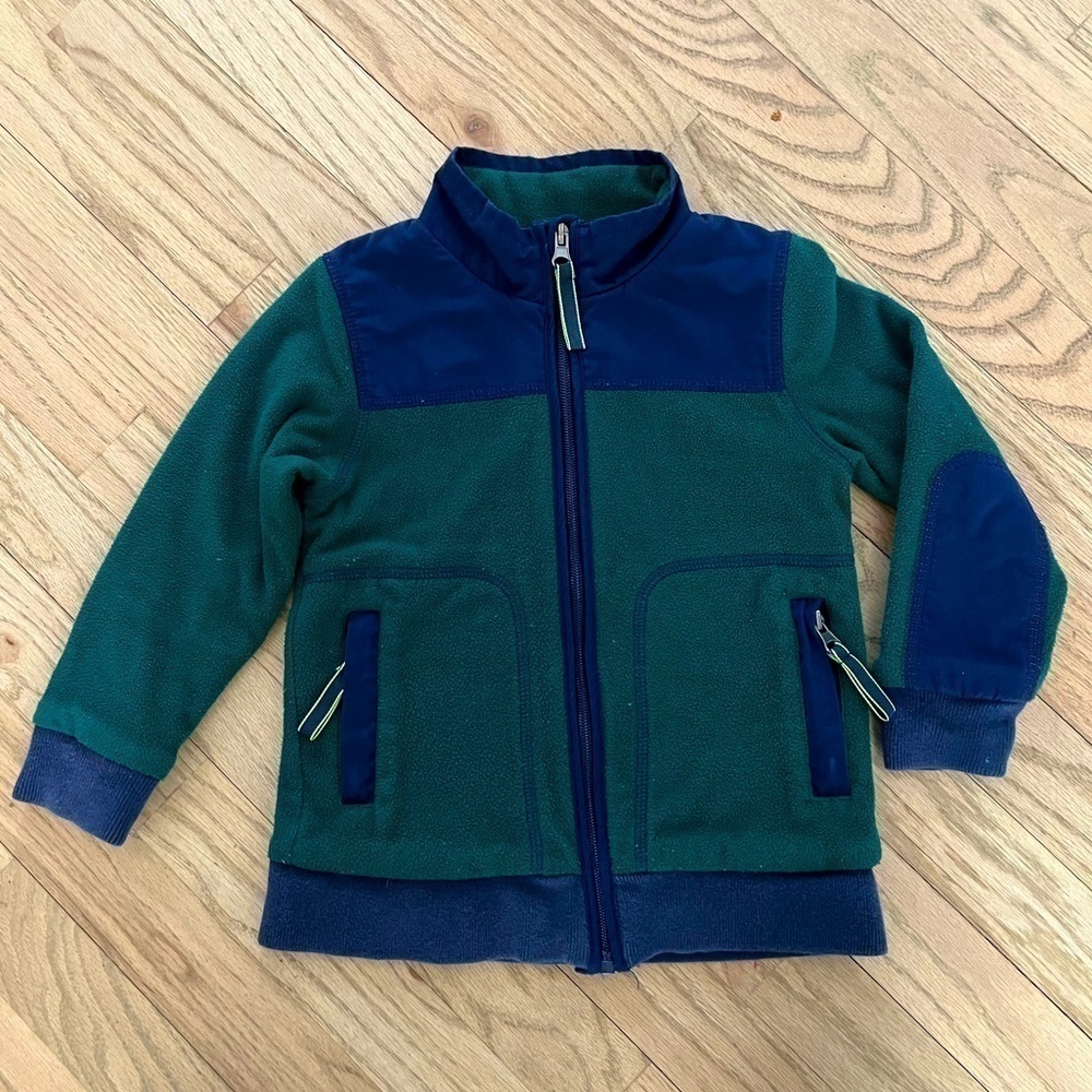 Mini-Boden Lightweight Toddler Boy fleece jacket color block Sz 3-4Y blue green